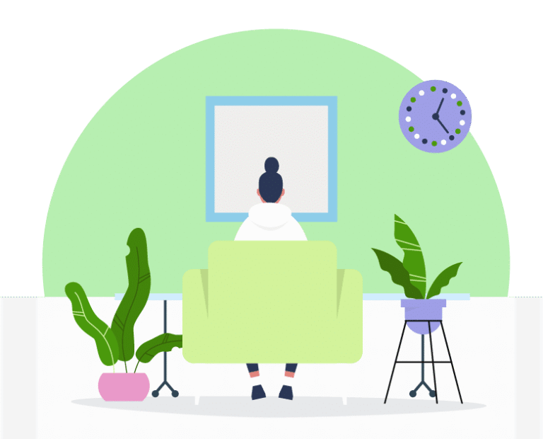 Illustration of woman working from home